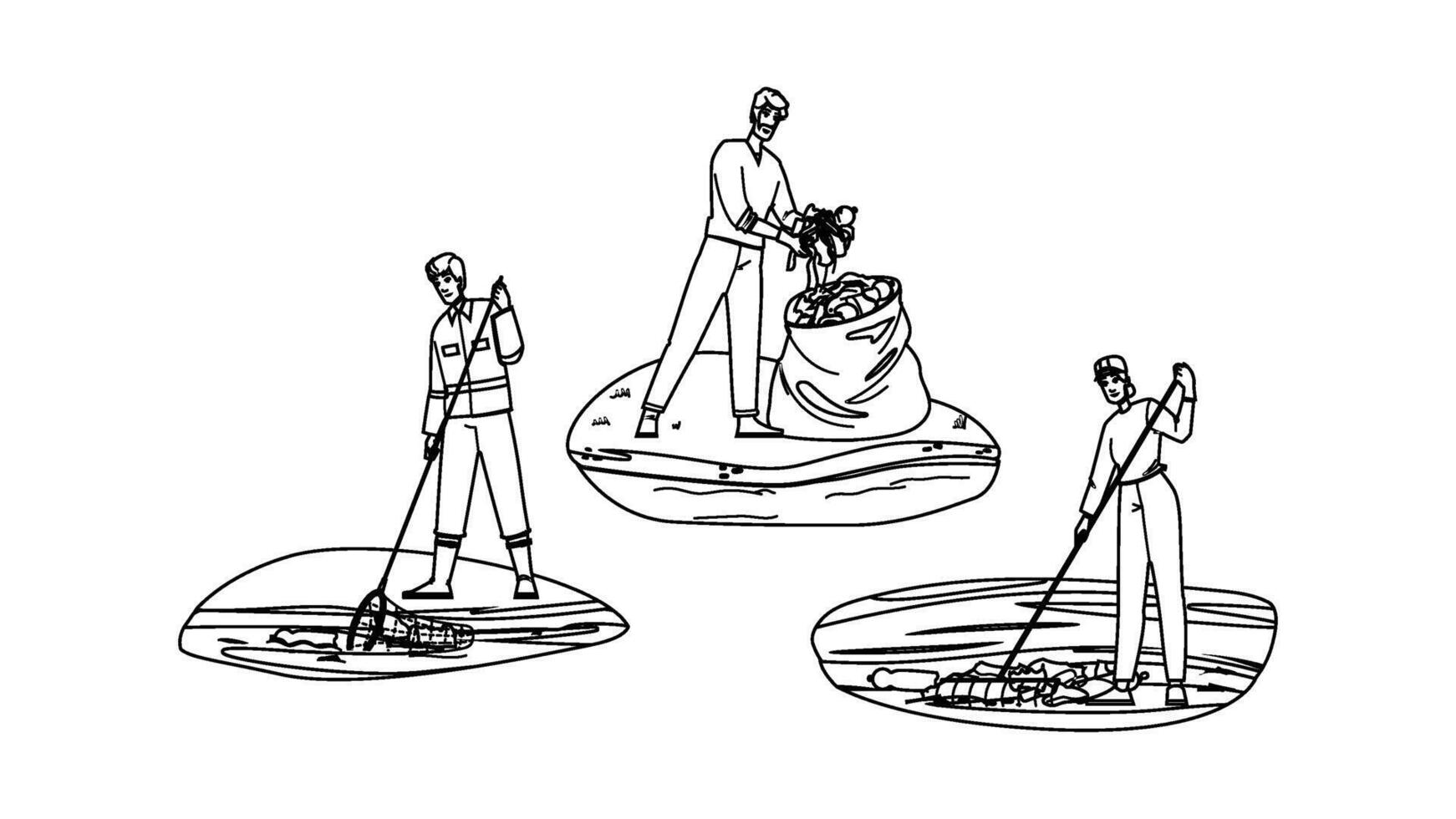 up volunteers clean river people vector