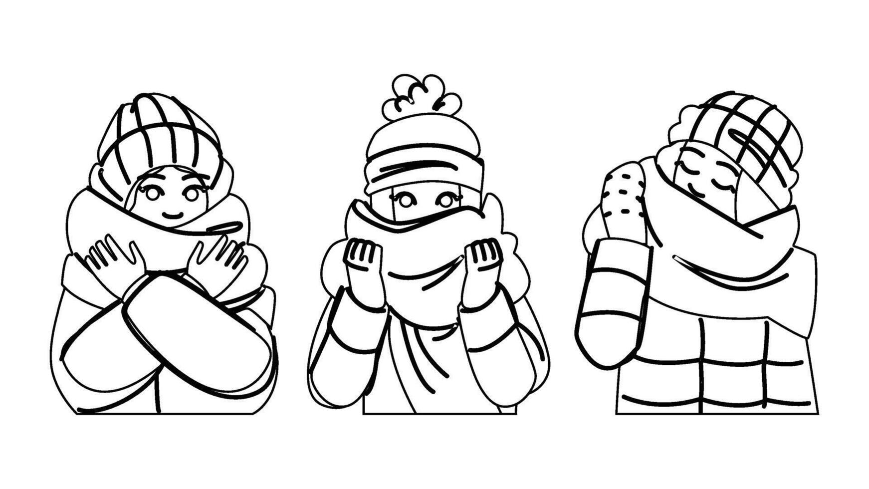 cozy winter scarf people vector