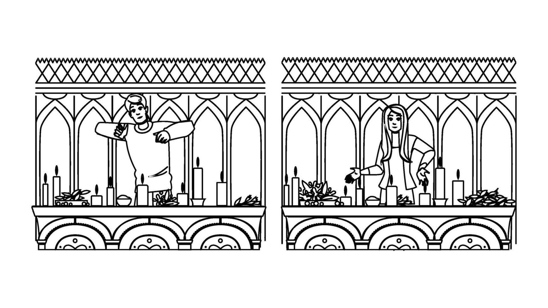 magic witchcraft altar people vector