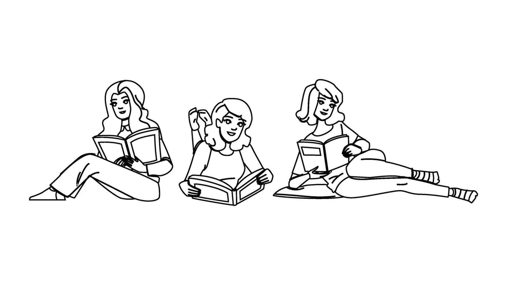 rest woman reading bed vector