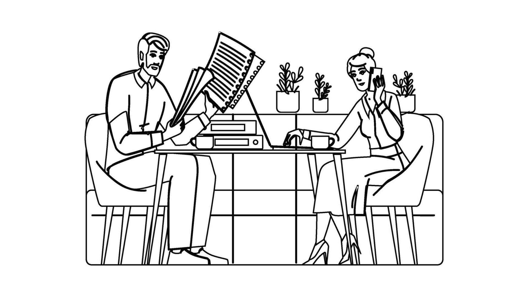freelance work in cafe people vector