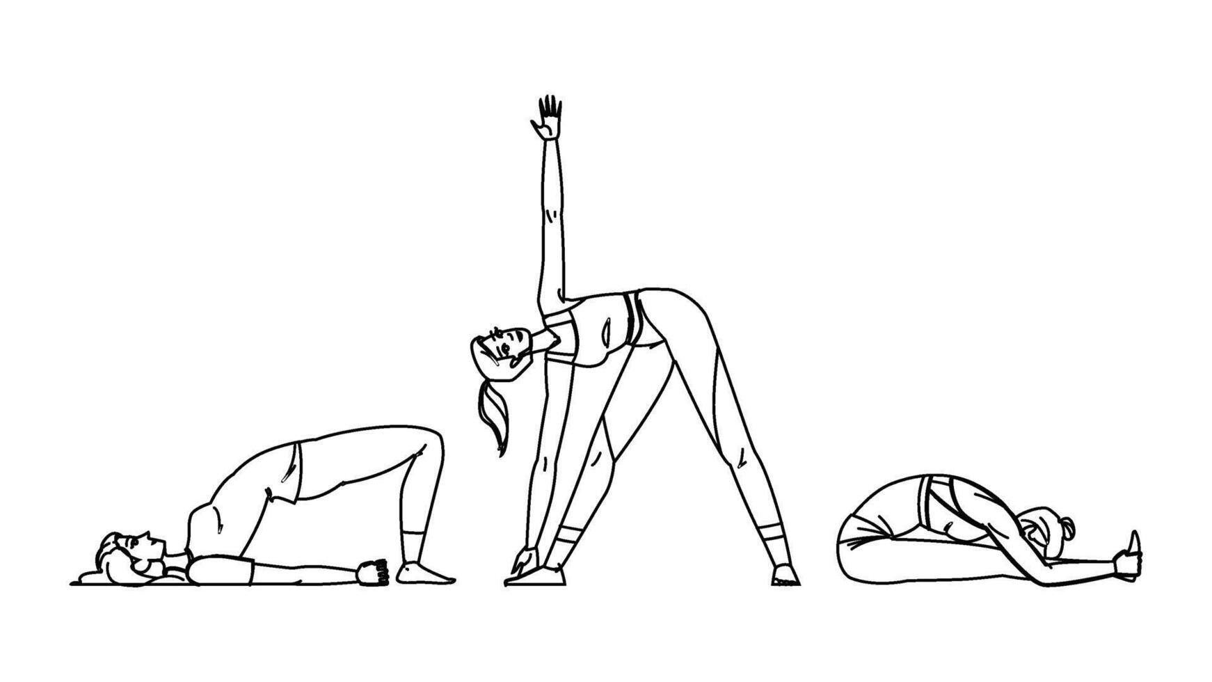 asana yoga exercise people vector