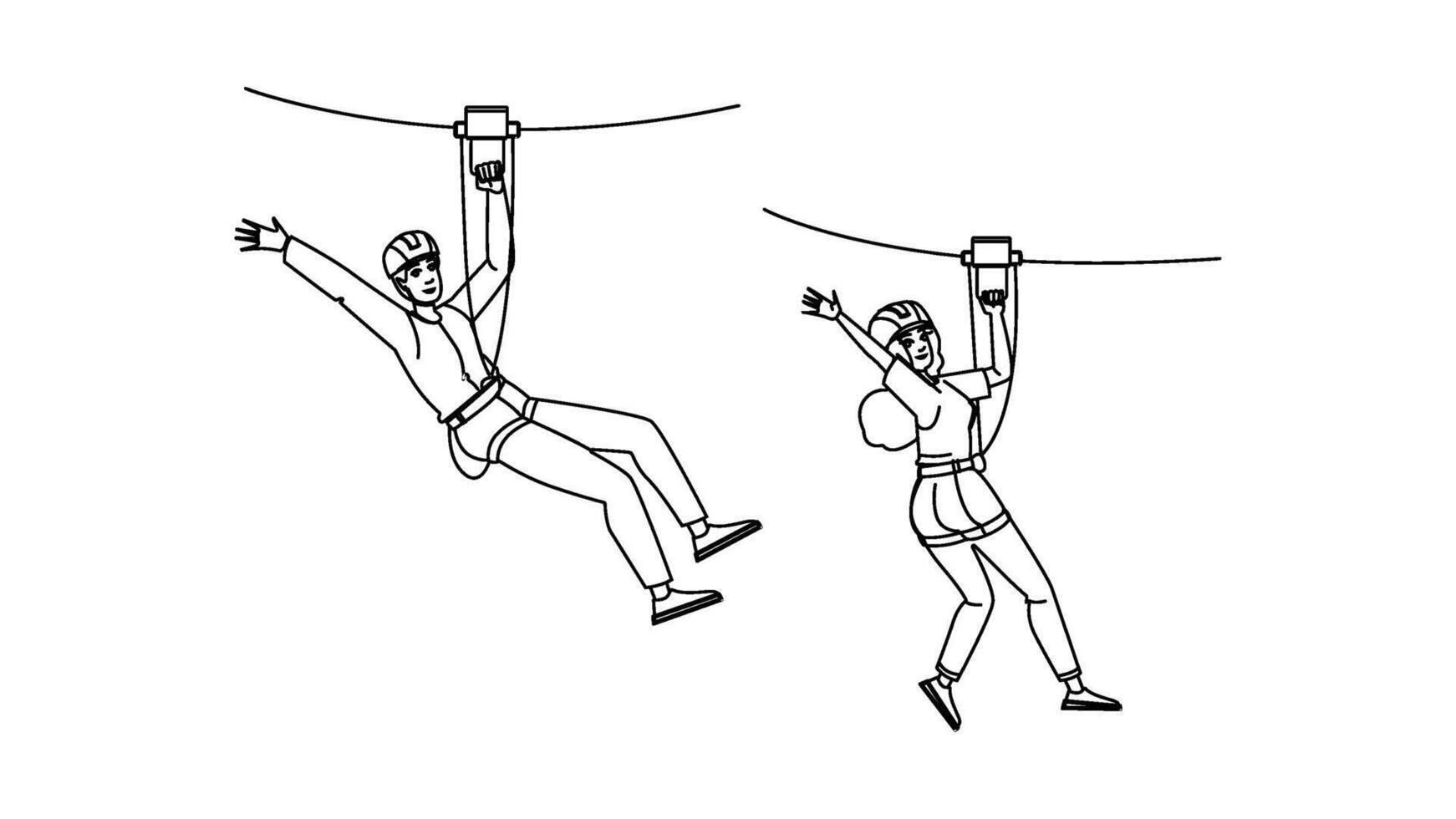 line zipline people vector