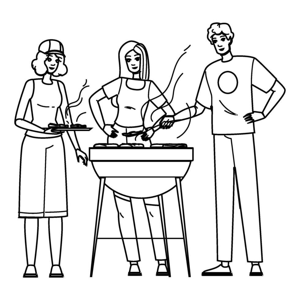 grill barbecue with friends people vector
