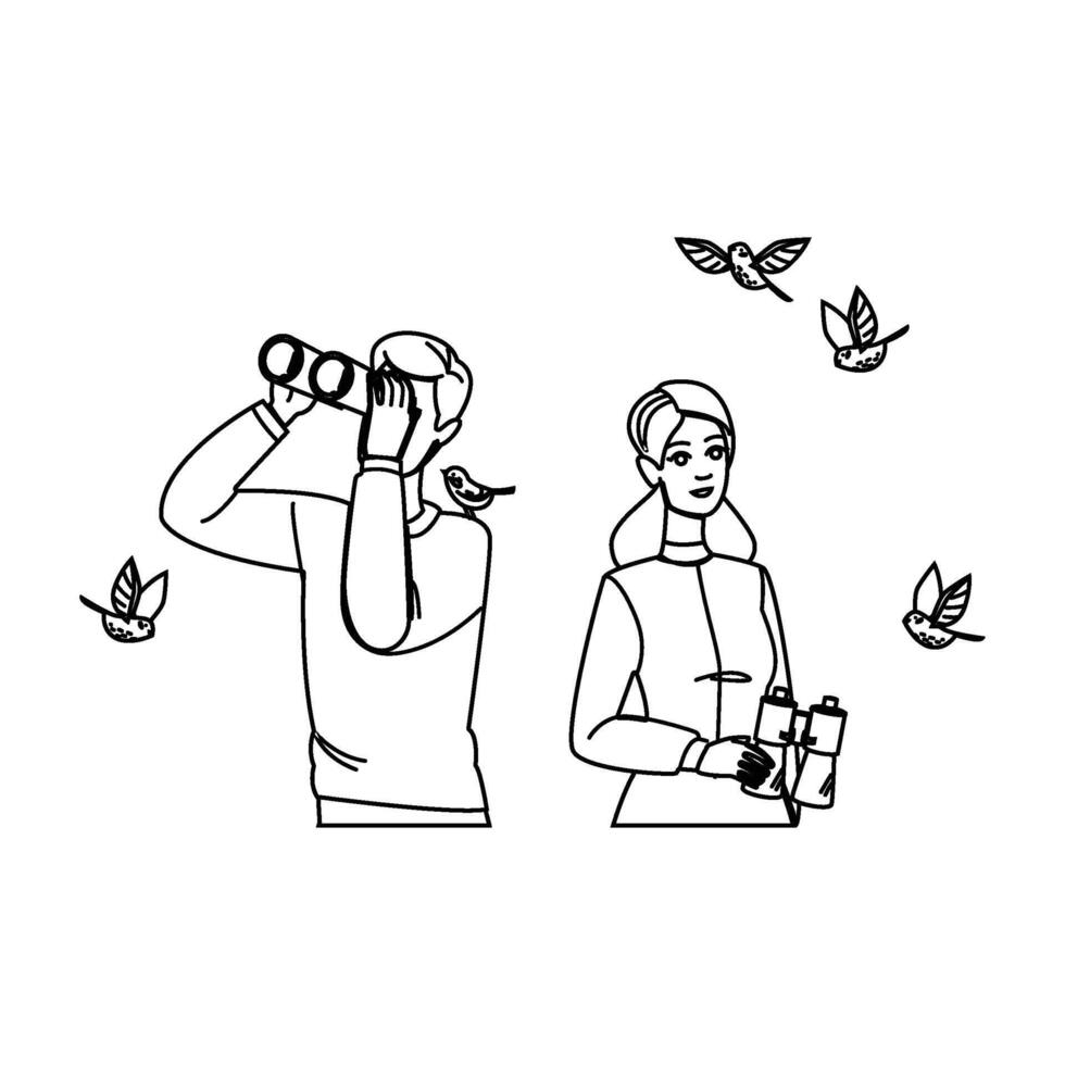 forest birdwatching people vector