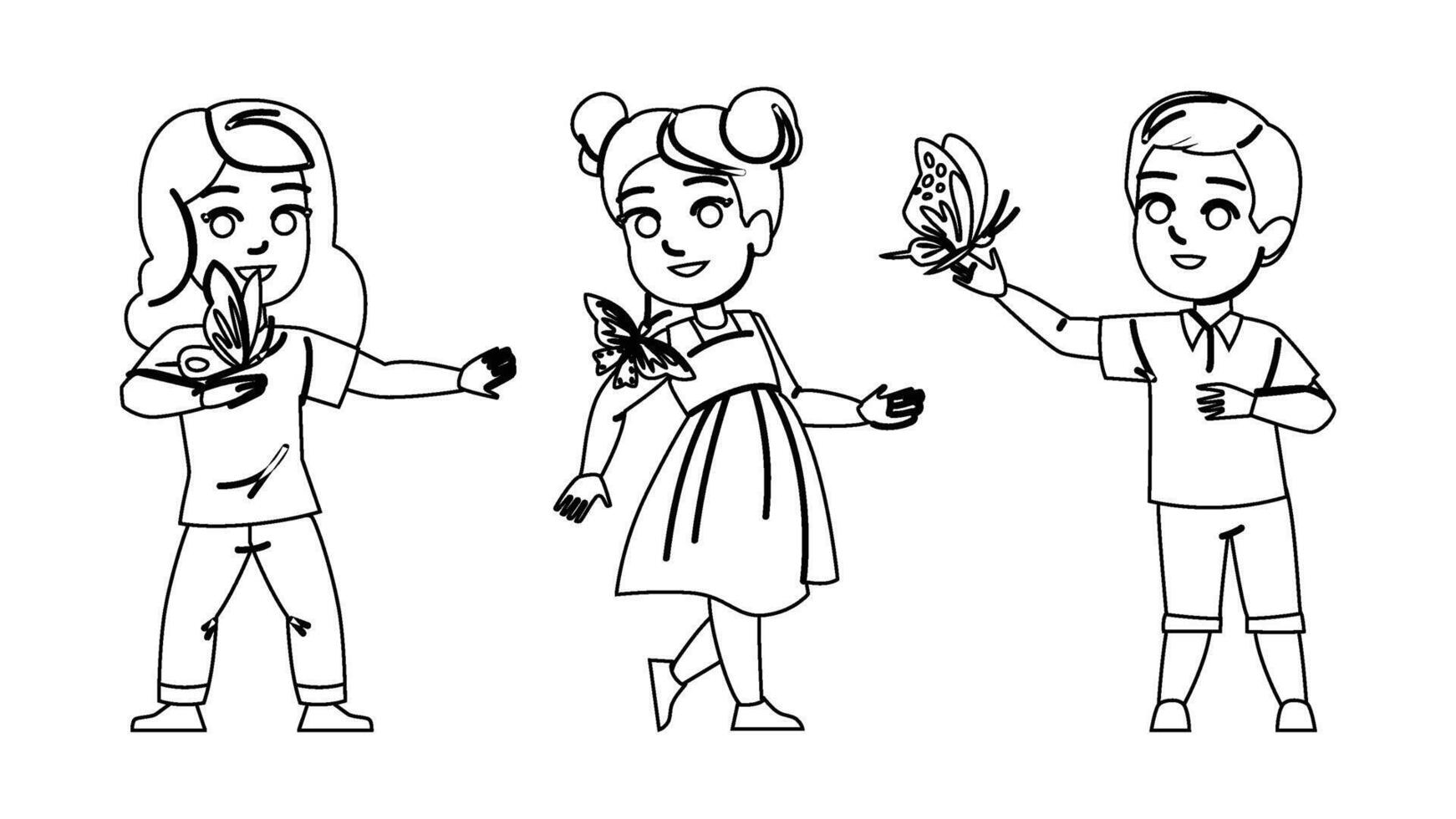 nature butterfly kid people vector