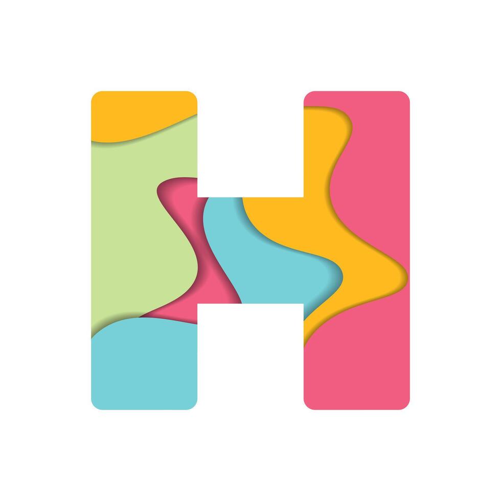 Modern Layered Shapes H Symbol vector