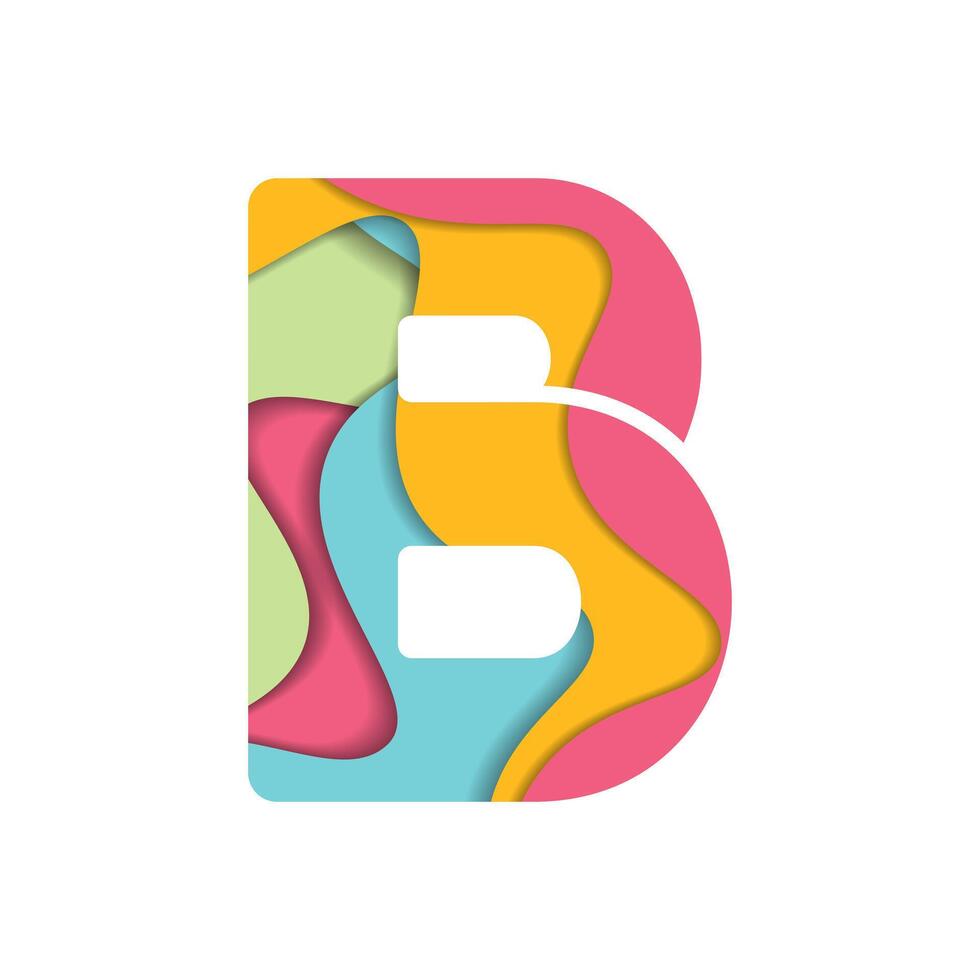 Abstract Paper Cut Style Letter B Design vector