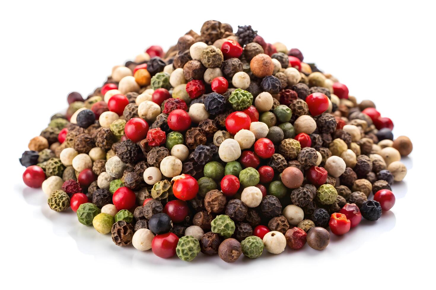 Colorful mix of peppercorns showcasing culinary spice variety. photo