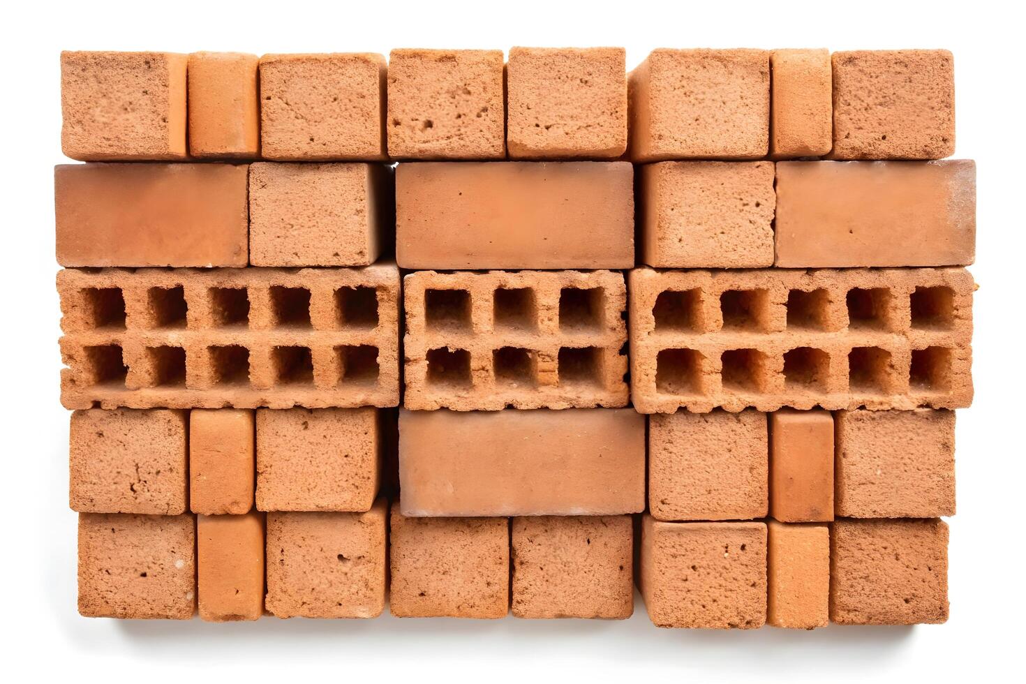 Stacked Clay Bricks, Ideal for Construction Projects photo