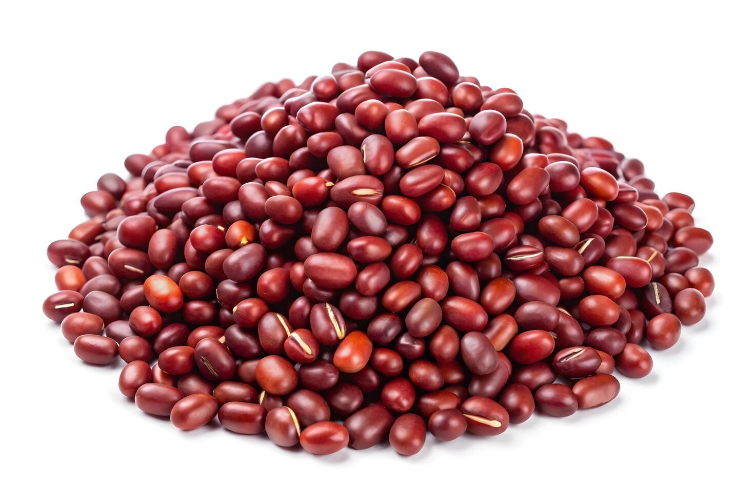 Red beans in a pile against a white background photo
