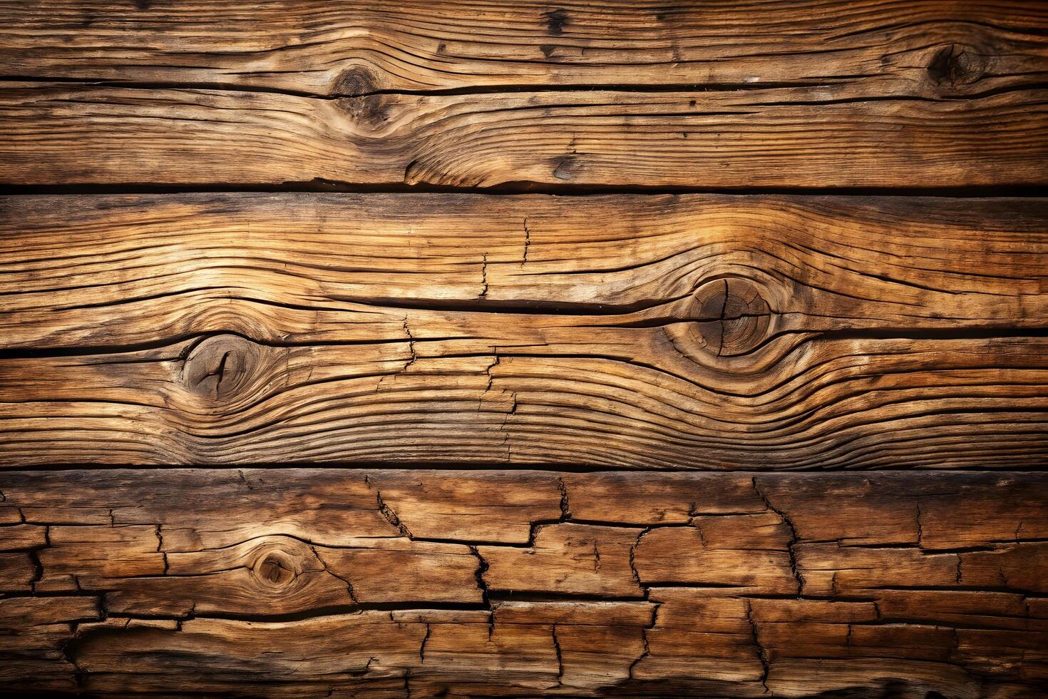 Detailed close-up of a rustic and weathered wooden plank surface photo