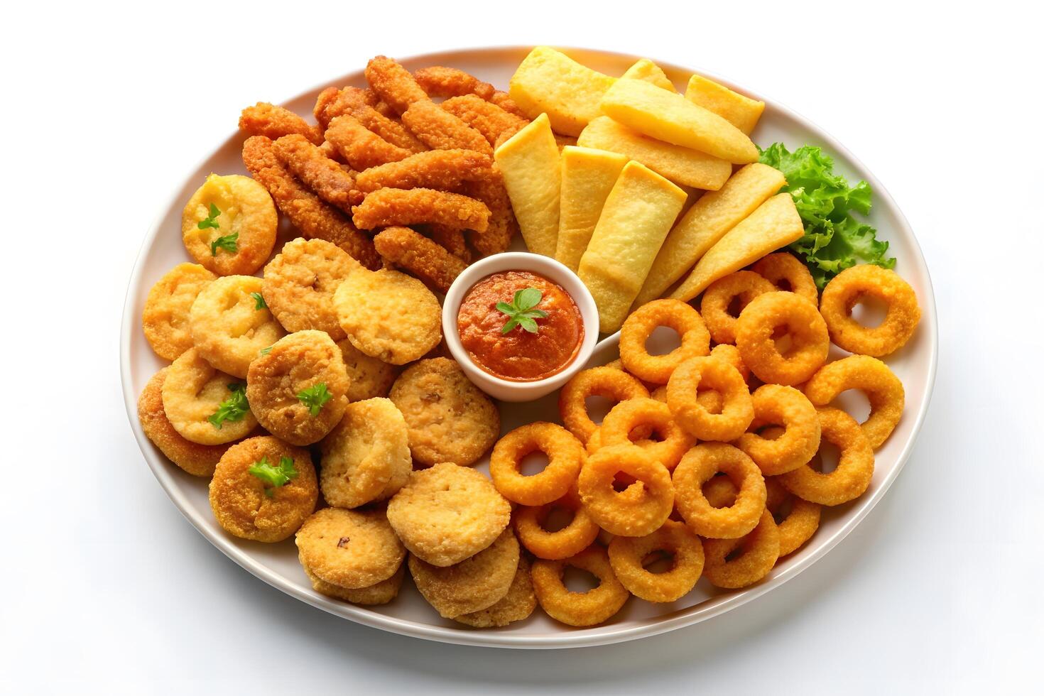 Delicious Variety of Fried Foods on a Platter photo