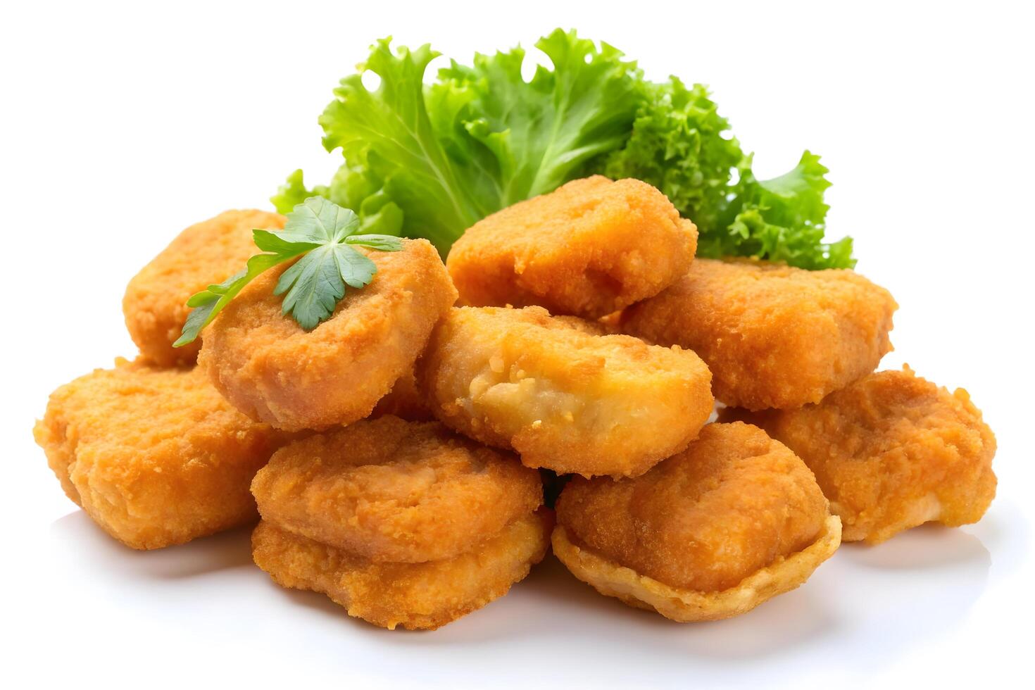 Delicious golden fried chicken nuggets, perfect for a tasty meal. photo