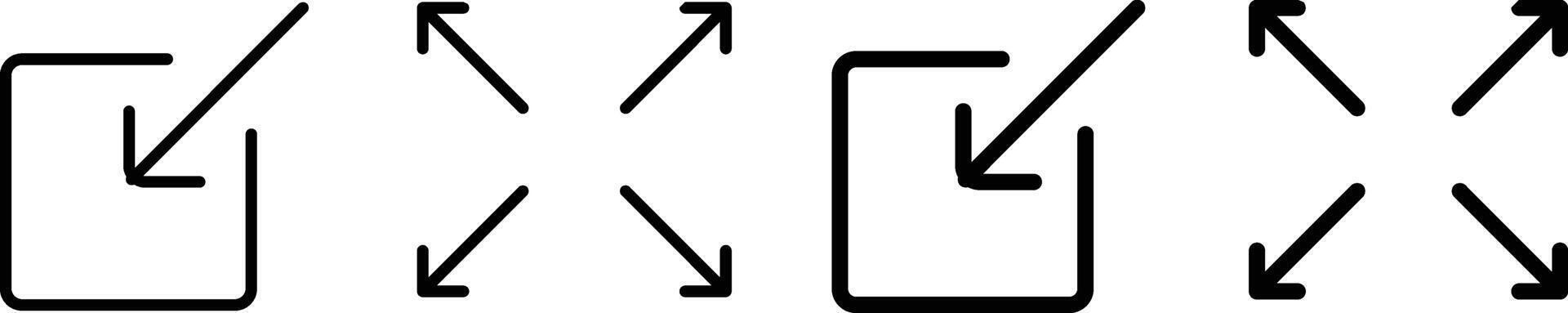 minimize expand icon set. full screen and exit full screen symbol. Expand Reduce sign vector
