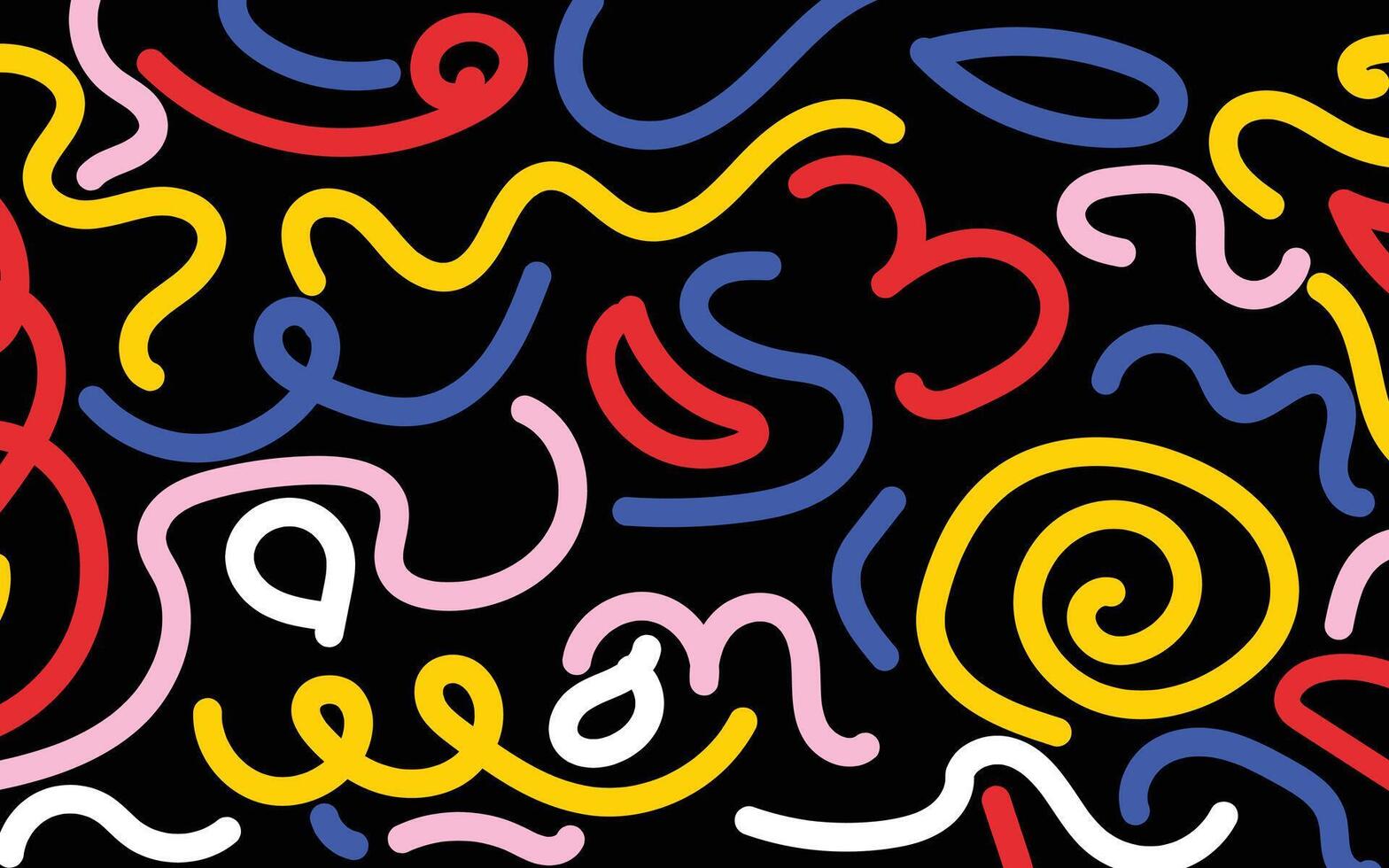 Fun colorful line abstract doodle seamless pattern. Fun Colorful Abstract Wavy Line. Colorful Abstract multicolor curvy shapes. Fun Color Abstract doodle line shapes. vector