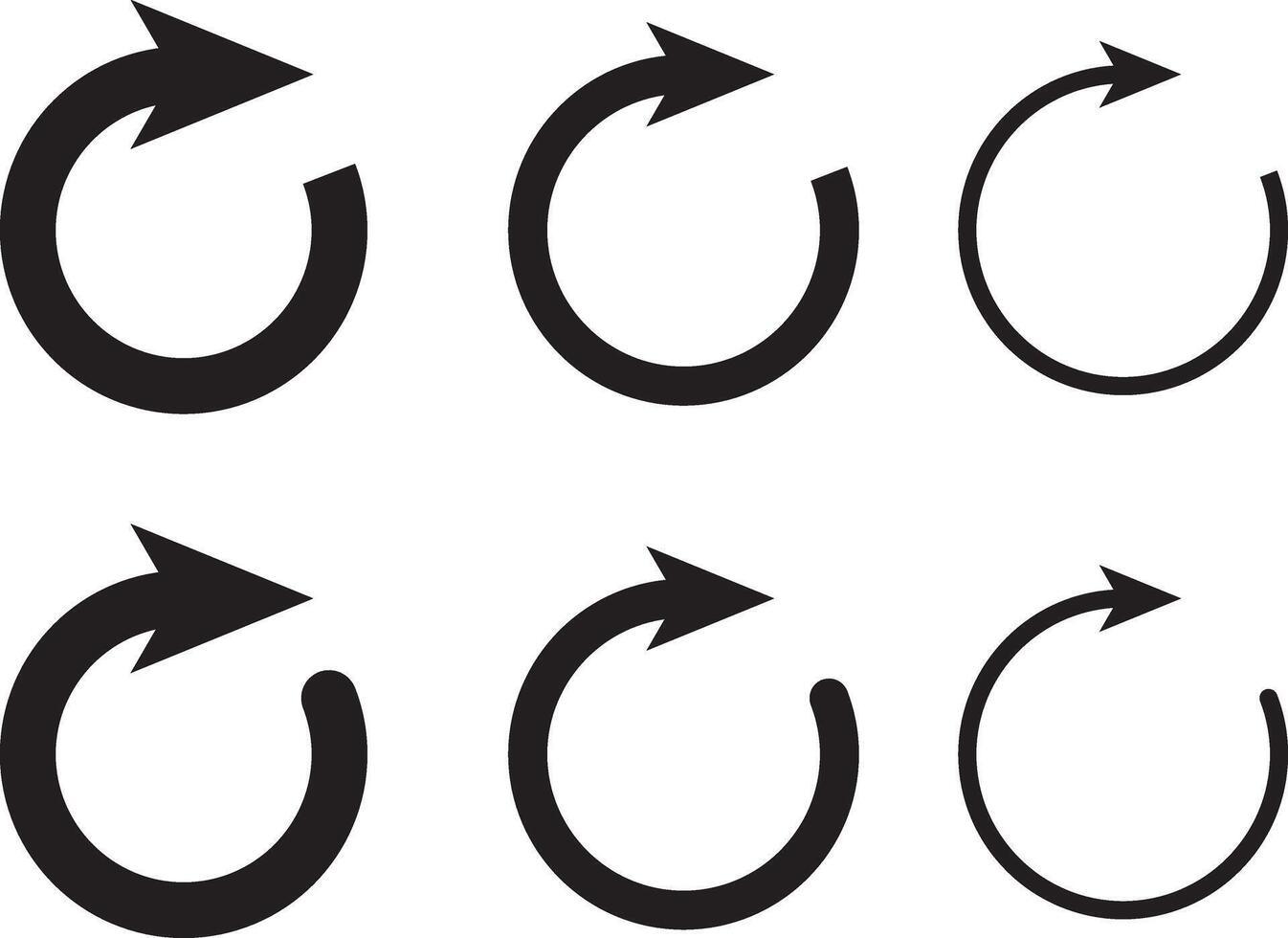 circular arrow icon. Arrow icons set. arrow rotation circle. restart or reset sign vector