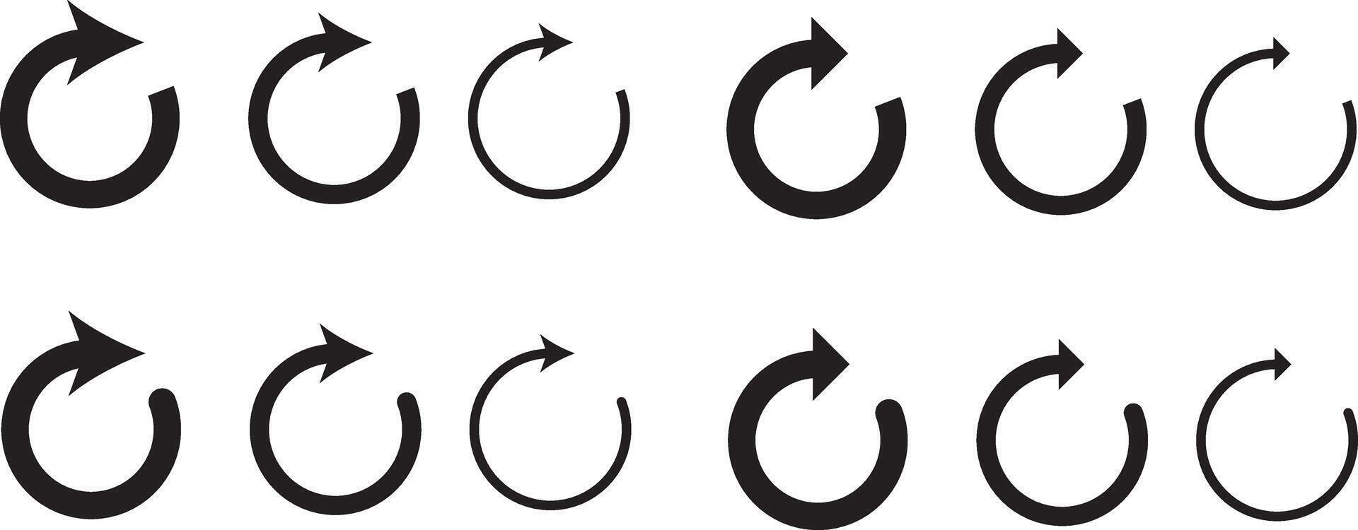 Circle arrow icon set. refresh reload arrow symbol. Recycle, Repeat reload icons set. round arrow. symbol vector