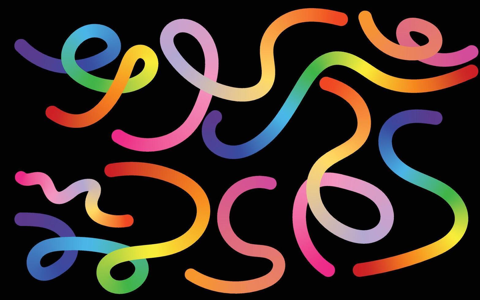 Pattern design with gradient curvy lines. Colorful Abstract Gradient Curved Line Composition. Wavy Gradient Ribbon Lines Rainbow Abstract Art. Curvy Rainbow Line Pattern Gradient Abstract Flow Shapes vector