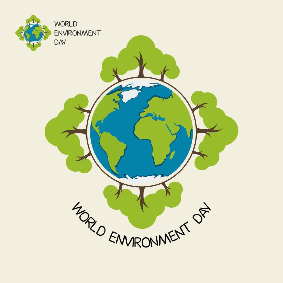 WORLD ENVIRONMENT DAY green and blue vector