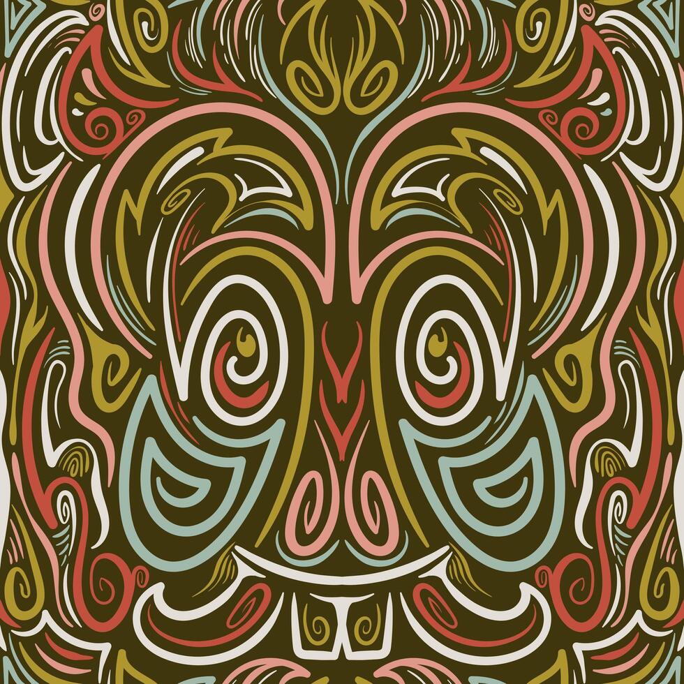 Background Intricate Tribal Mask A Colorful and Symbolic Abstract Artwork vector