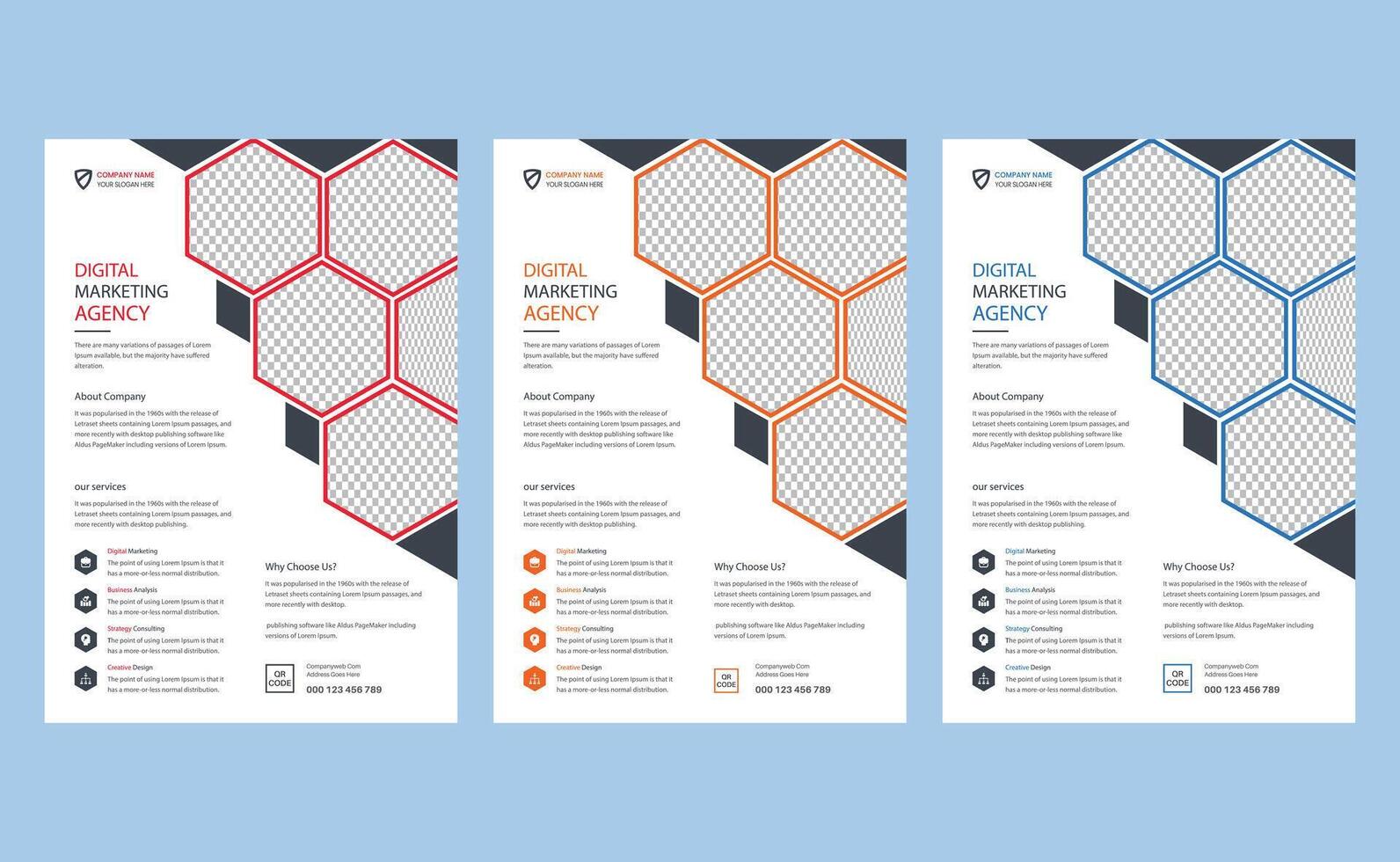 Minimal creative clean modern corporate professional company digital marketing agency business flyer design template. vector