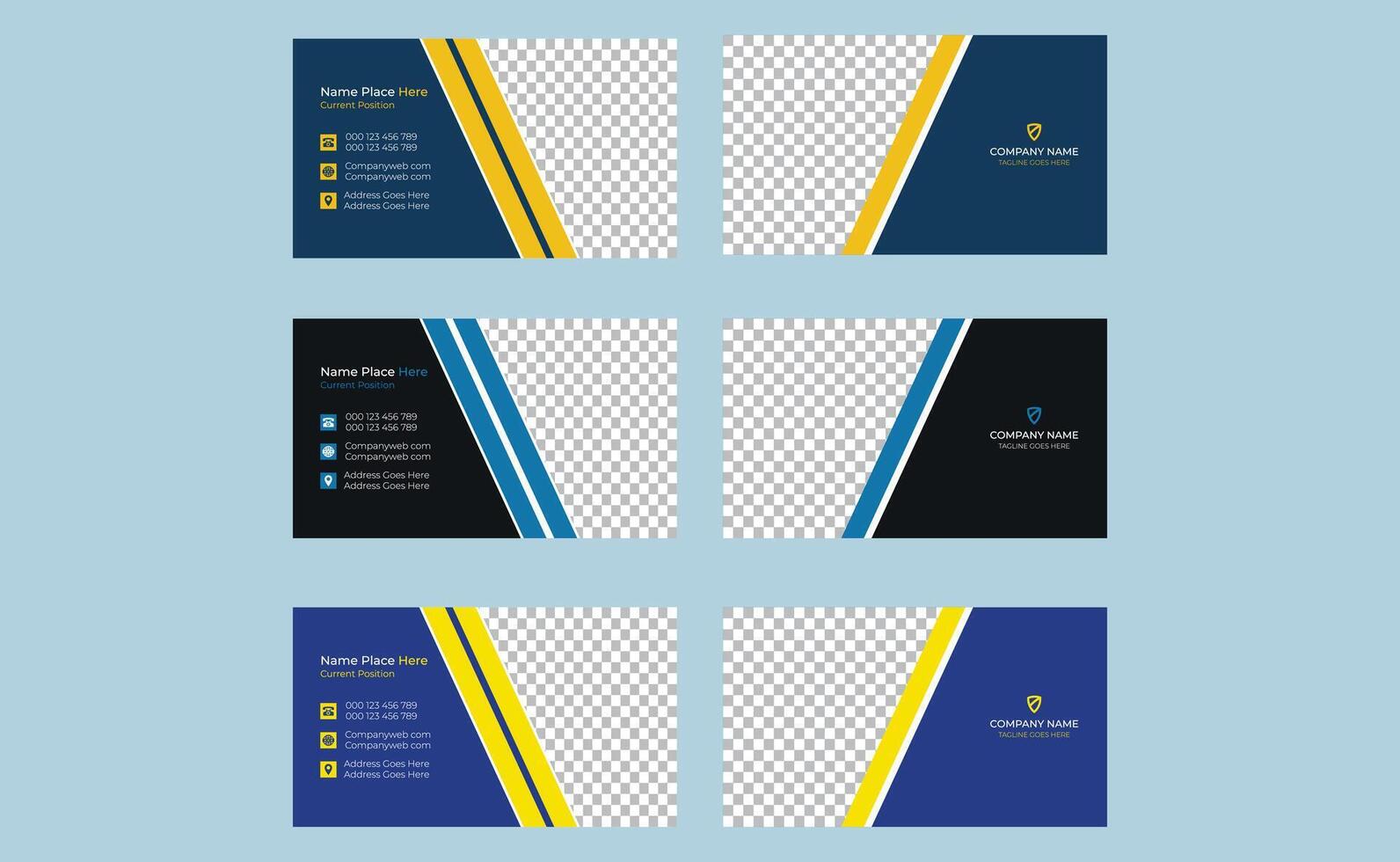 Modern corporate creative clean simple blue company real estate construction name visiting business card template design vector