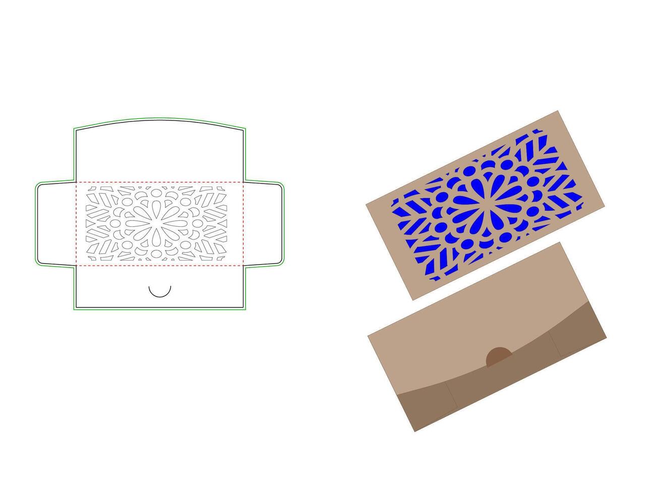 Blank Lock Envelope with Laser cut Dieline Template vector