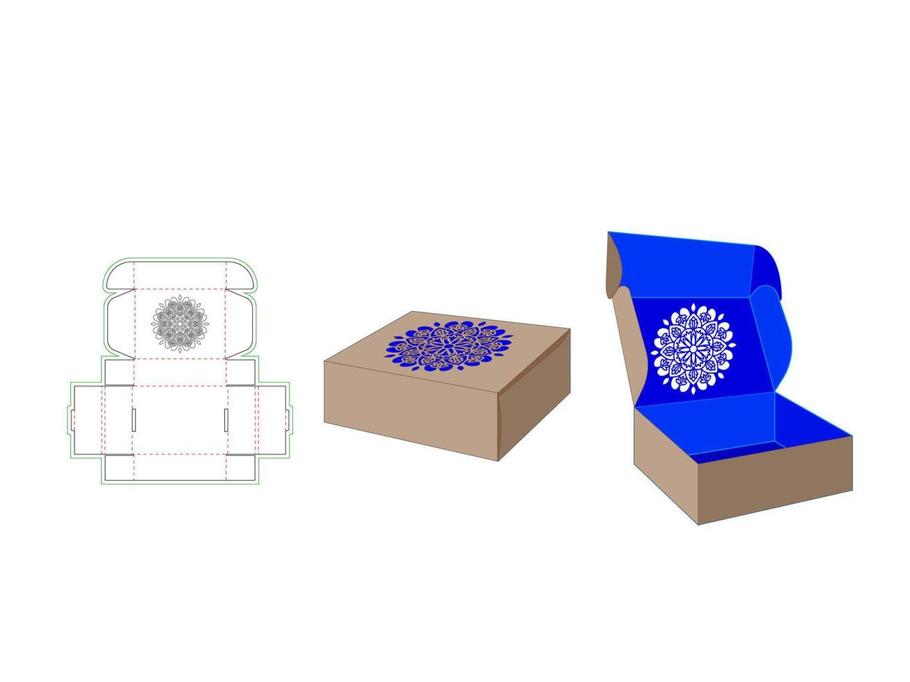 Stenciled Pattern Mailer Box Laser Cut Dieline Template vector