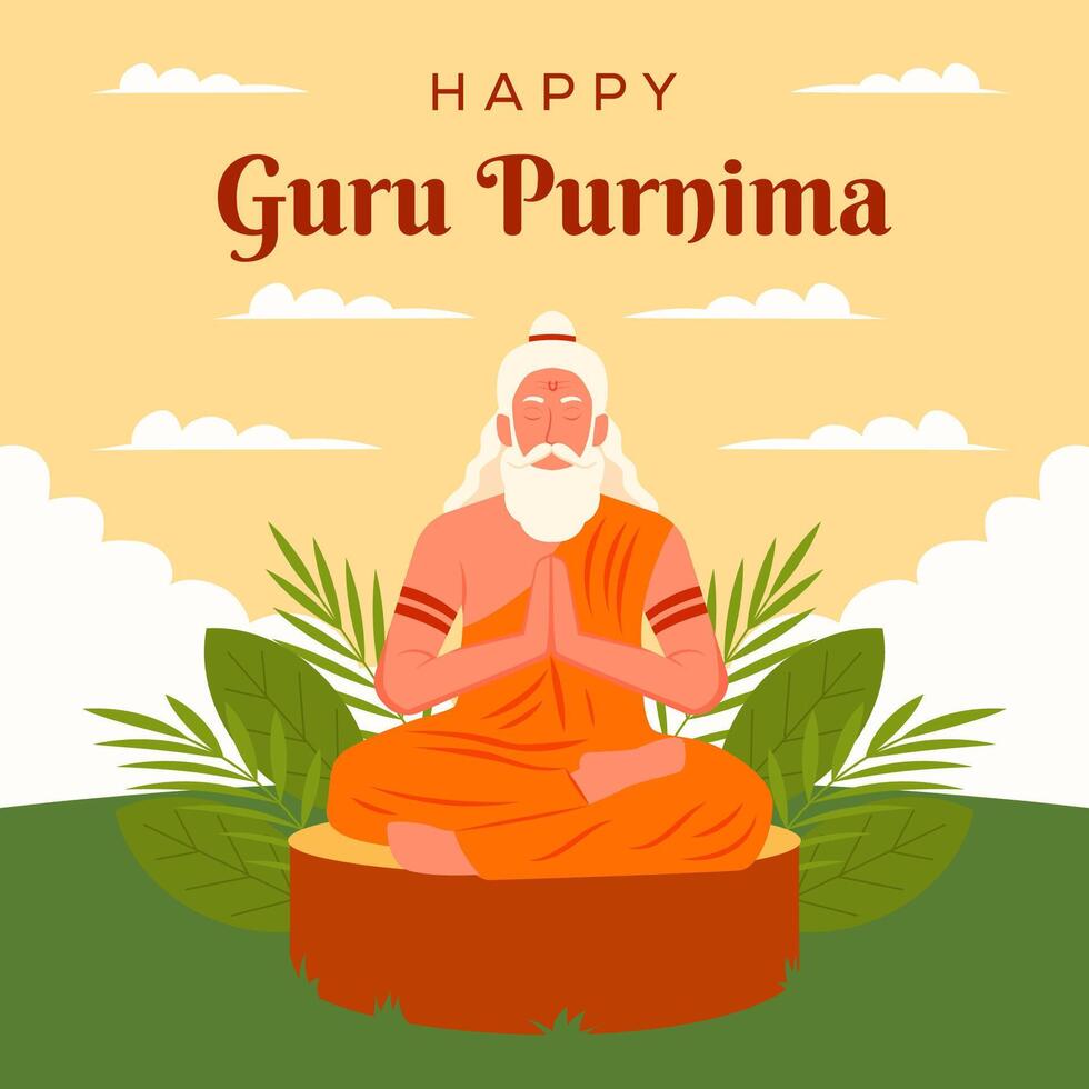 celebrate guru purnima illustration in flat design vector