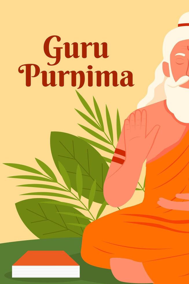 celebrate guru purnima poster illustration in flat design vector