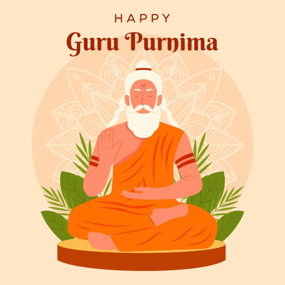 illustration to celebrate guru purnima in flat design vector