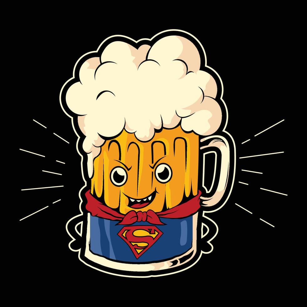 super beer fun mascot design vector