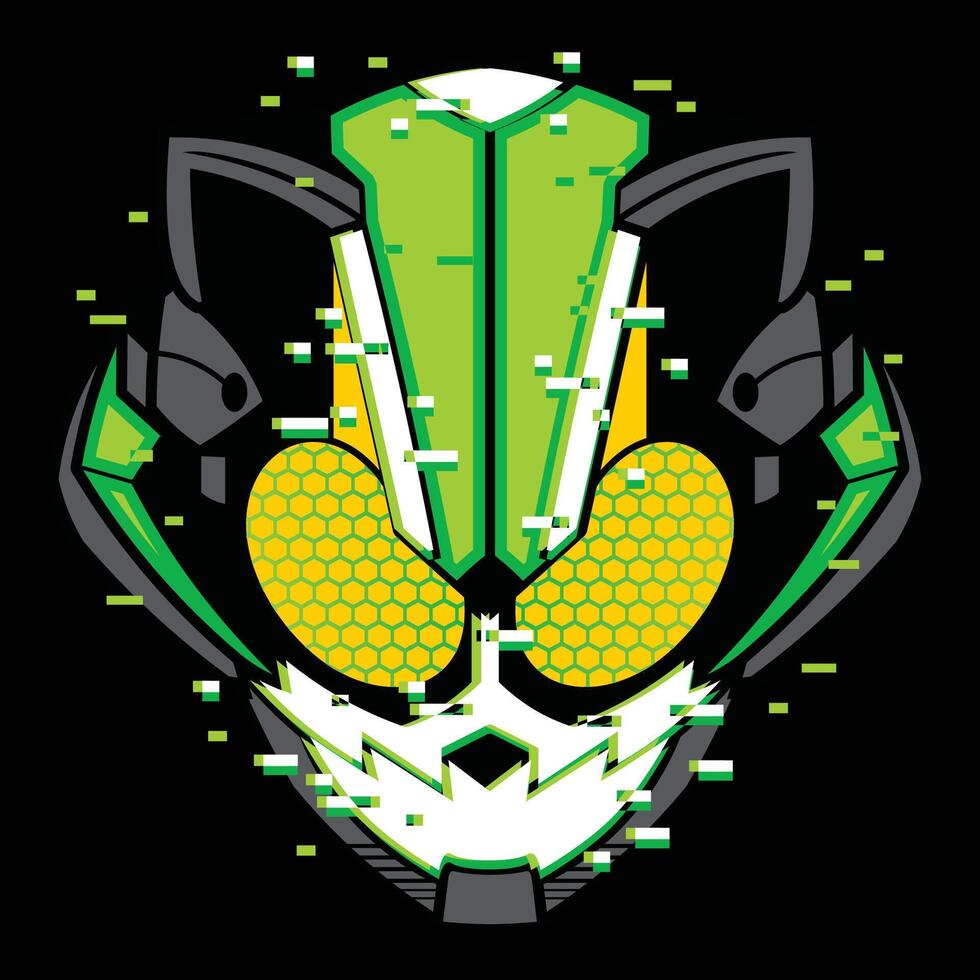tanuki glitch game mask design vector