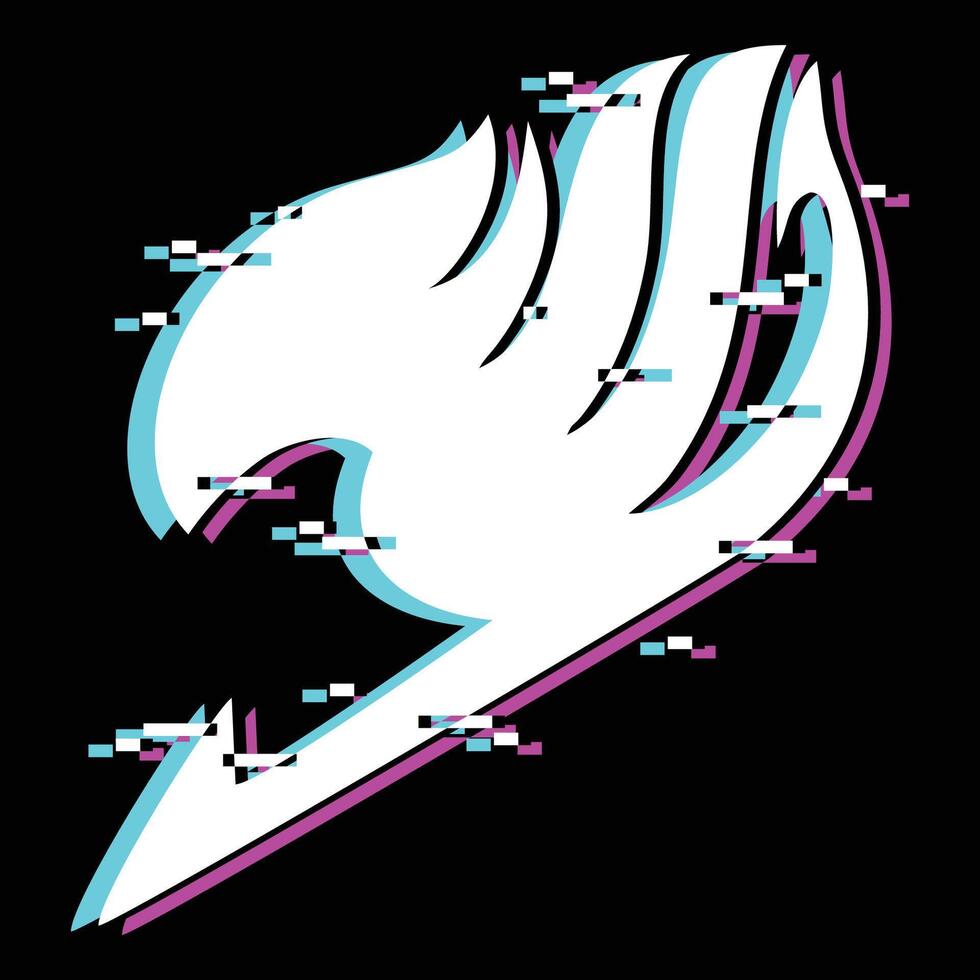 fairy tail glitch logo vector
