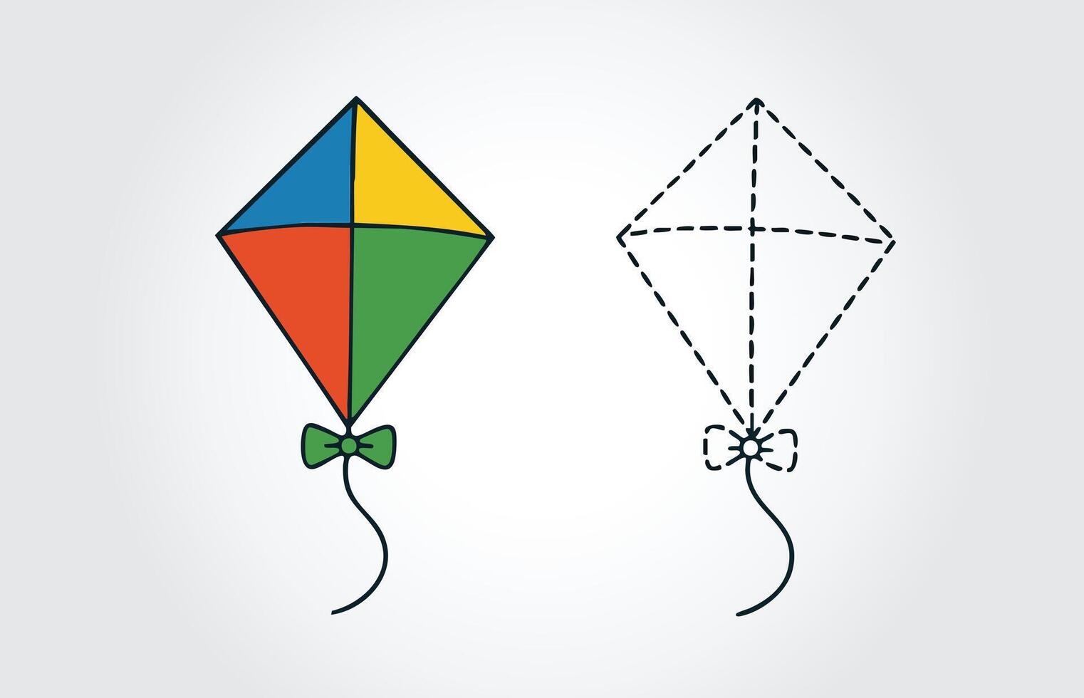 Kids book Kite Tracing illustration template vector