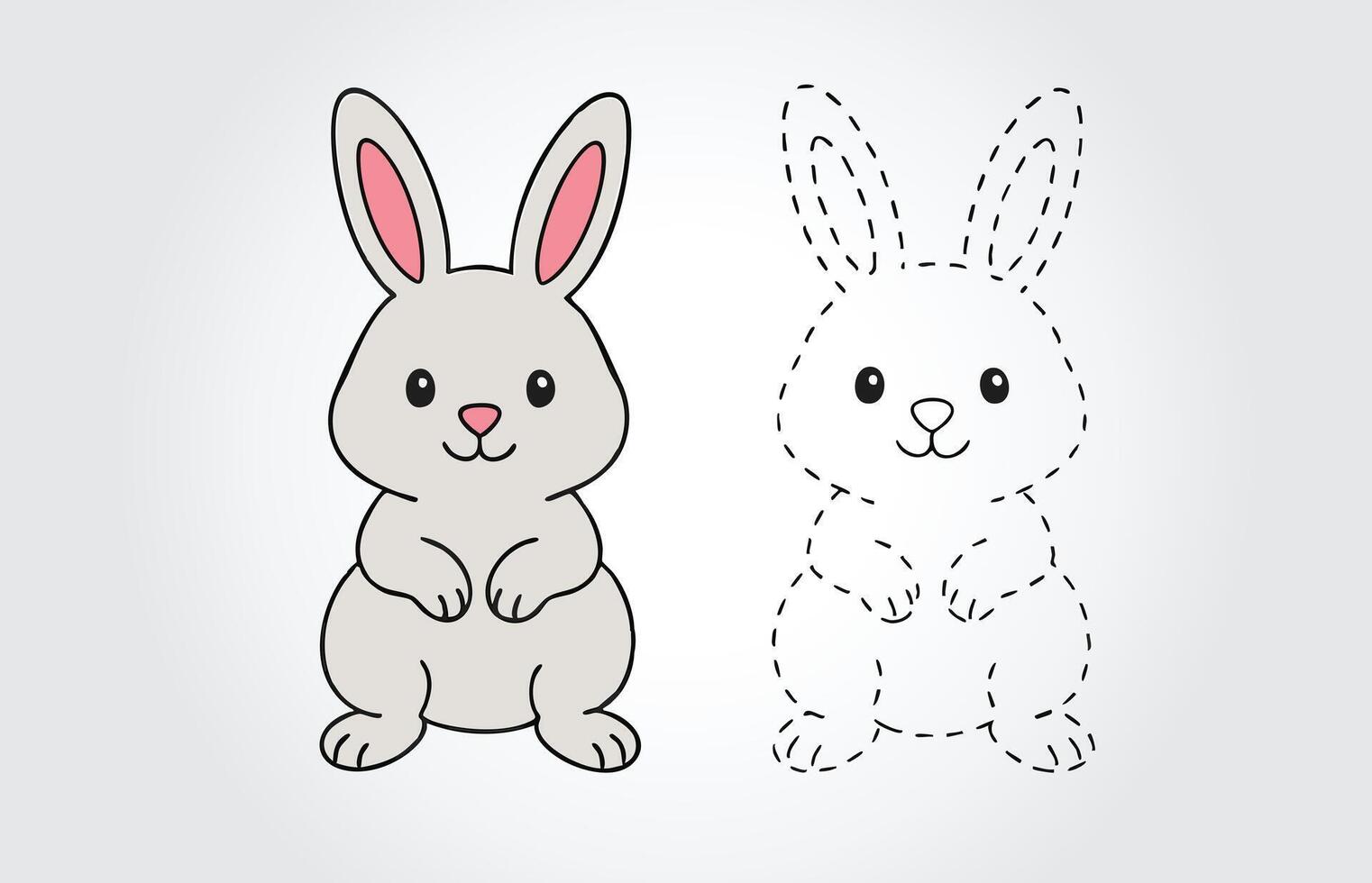 Kids book Rabbit Tracing illustration template vector