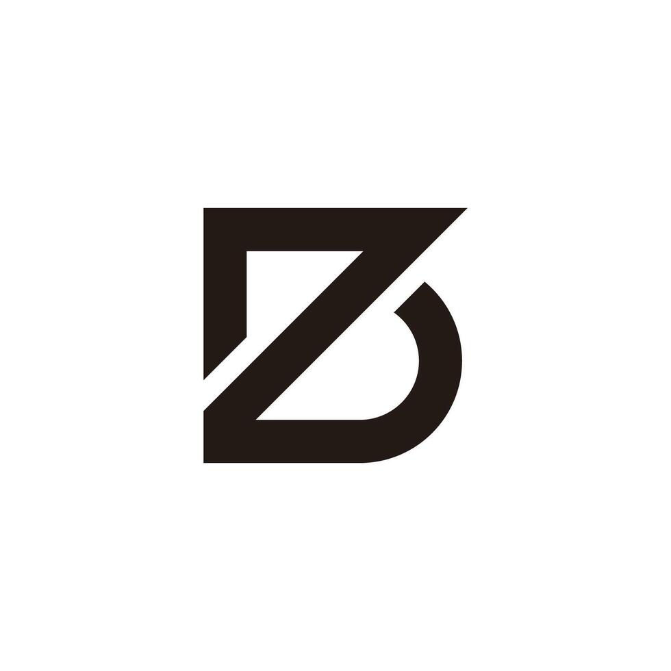 letter zb simple geometric emblem line logo vector