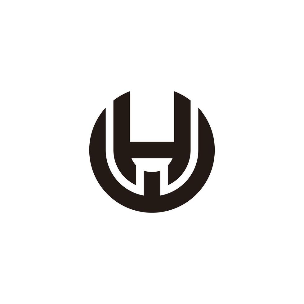 letter wh circle linked geometric logo vector
