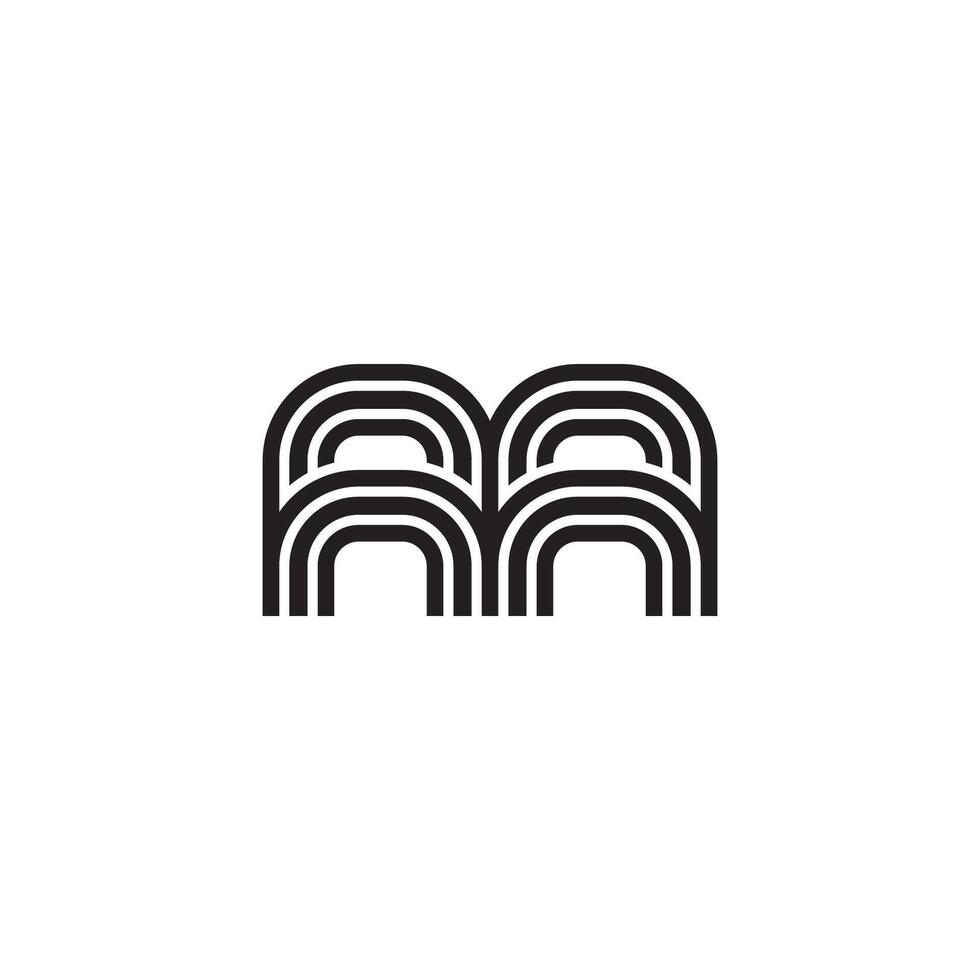 letter m stripes linear simple geometric logo vector