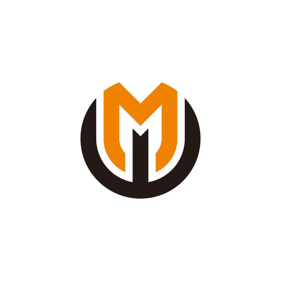 letter mw round colorful geometric line logo vector