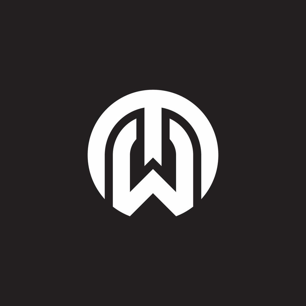 letter mw simple linked lines round logo vector