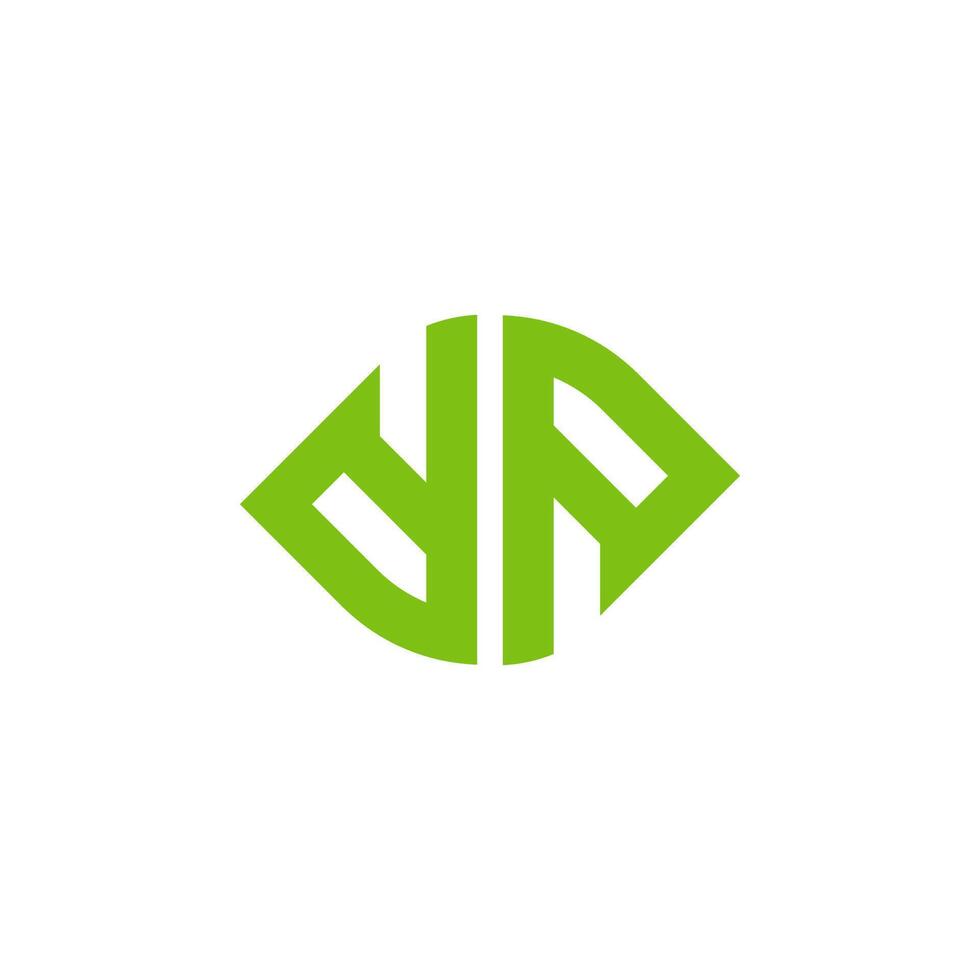 letter dp simple stripes geometric green leaf logo vector