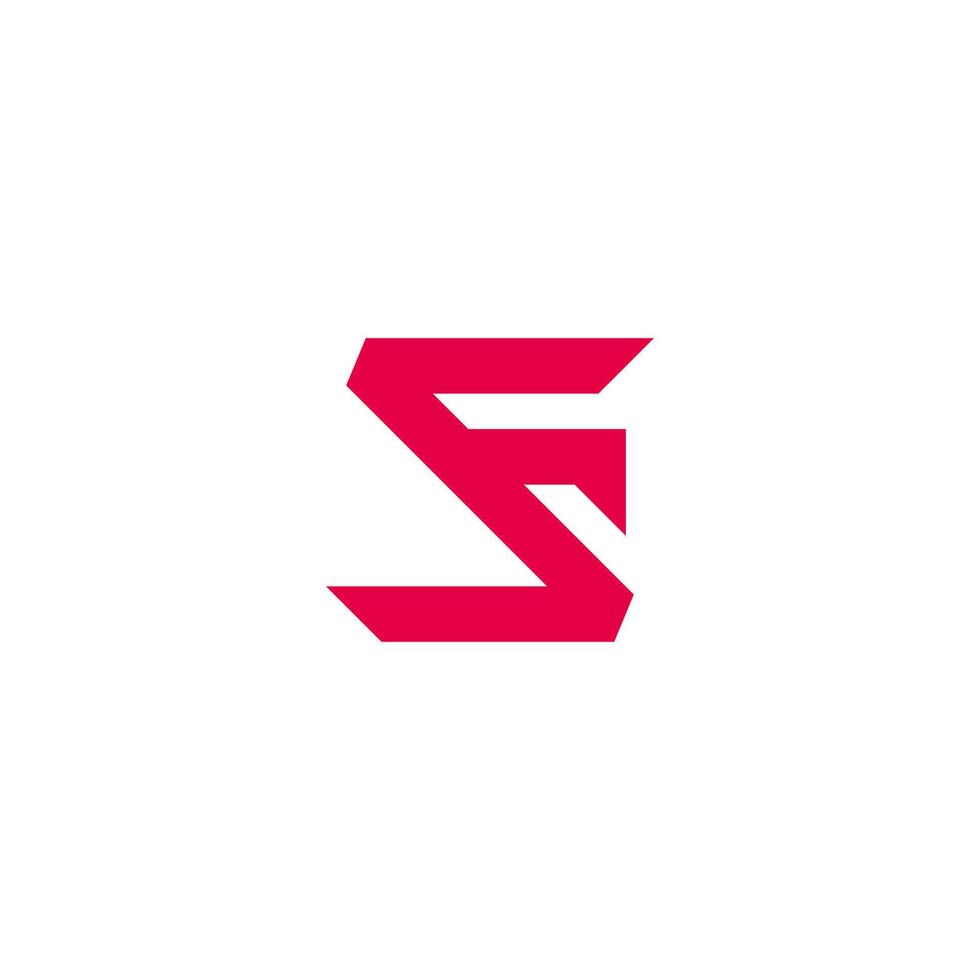 letter sf simple linked geometric line logo vector