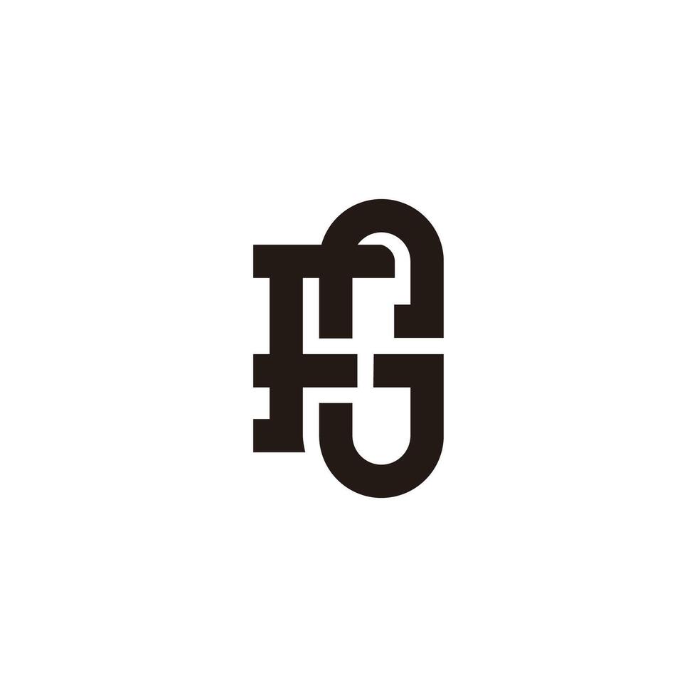 letter fg simple linked geometric line logo vector