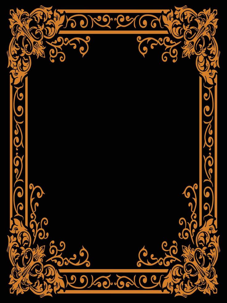 Ornamental Frame with Decorative Flower and Leaf Border vector