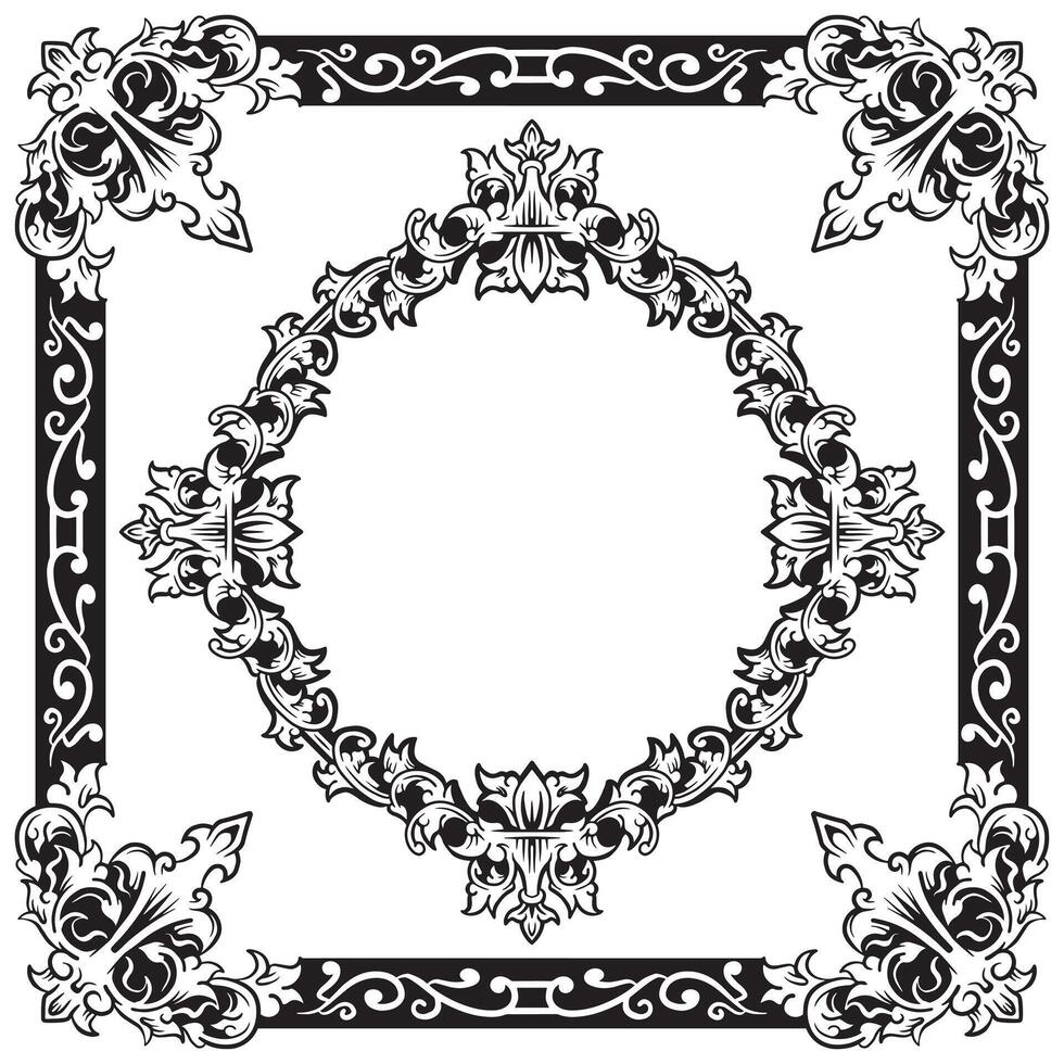 Ornamental Border Geometric Outlines Decorative Timeless Craft vector