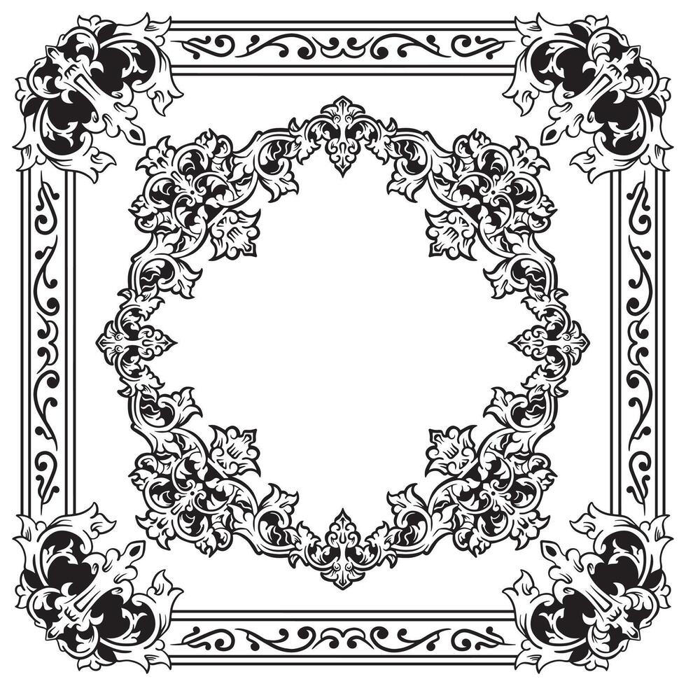 Ornamental Border Geometric Outlines Decorative Light Frame vector