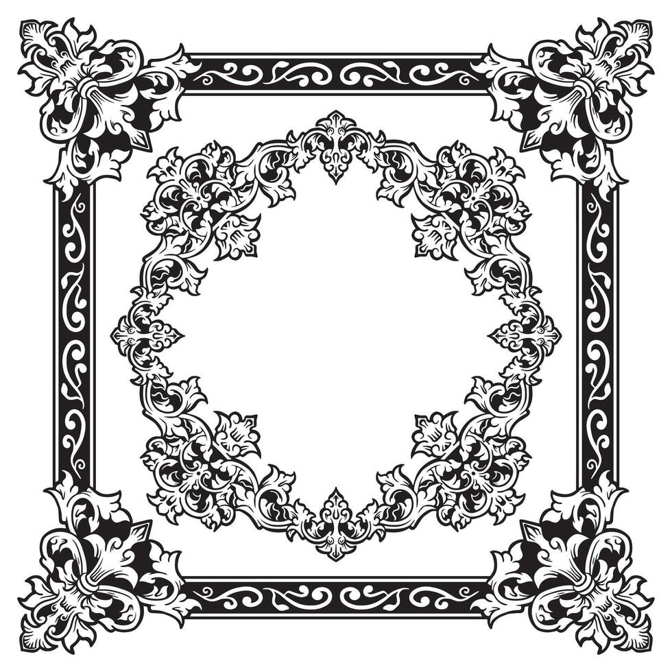 Ornamental Frames Geometric Lineart Decorative Luxury Element vector