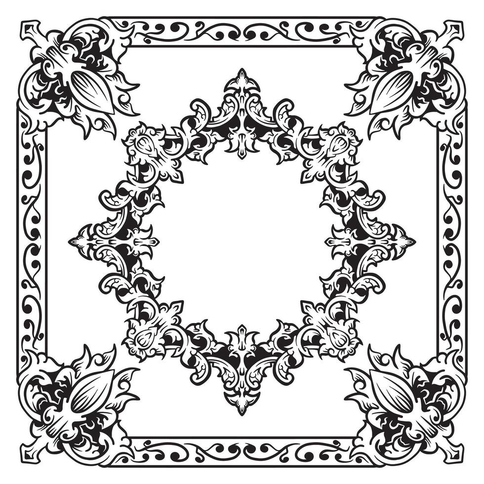 Ornamental Border Geometric Lineart Decorative Elegant Details vector
